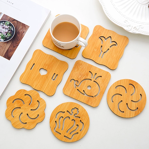 Деревянный мультяшный нескользящий креативный настольный коврик, милая чайная чашка