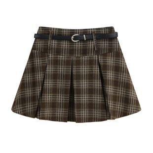 复古格纹校园风时尚半身裙女装春季高腰显瘦短裙百搭小个子a字裙