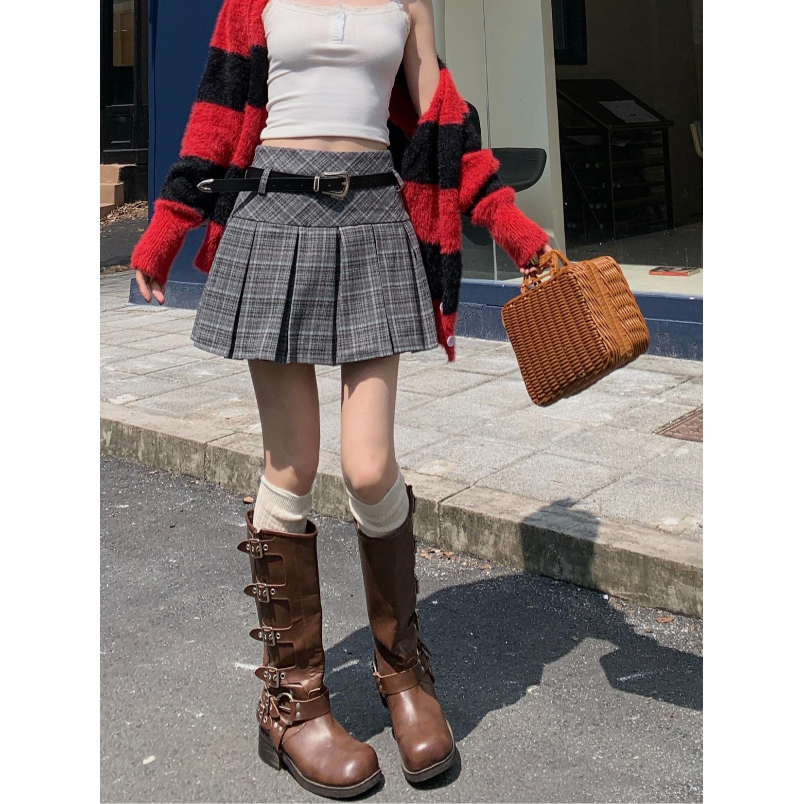 毛呢半身裙女秋冬新款高腰显瘦