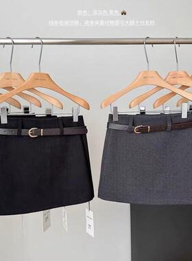 灰色毛呢辣妹春季新款半身裙女气质高腰显瘦百搭短裙防走光a字裙