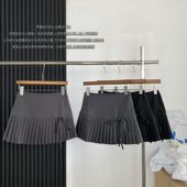 灰色韩版 百褶裙半身裙女高腰显瘦休闲百搭a字裙小个子防走光短裙