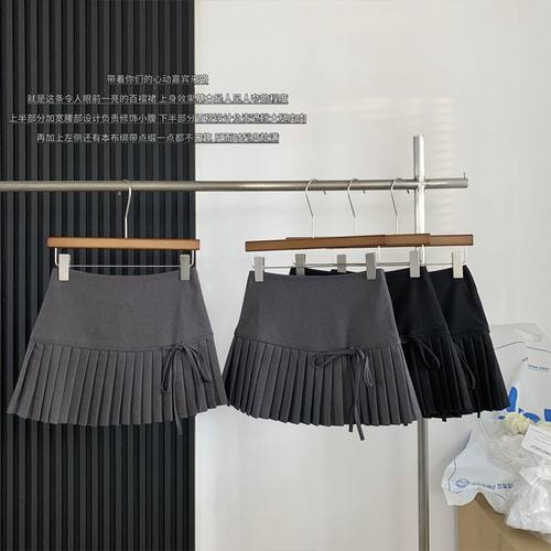 灰色韩版百褶裙半身裙女高腰显瘦休闲百搭a字裙小个子防走光短裙