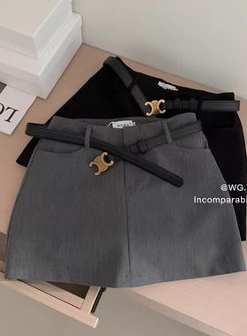 气质韩版辣妹a字裙高腰显瘦灰色半身裙女夏季新款休闲小个子短裙