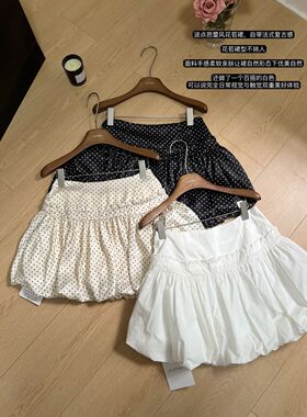 波点芭蕾风白色甜美蛋糕裙女夏季高腰显瘦半身裙少女风百搭a字裙