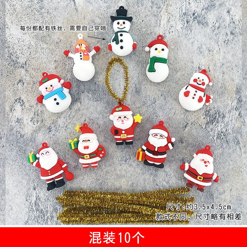 크리스마스 장식 용품 에폭시 산타 클로스 귀여운 크리스마스 트리 펜던트 패브릭 크리스마스 장면 축제 장식