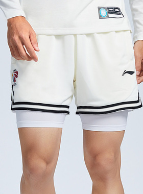 李宁CBA篮球裤美式五分裤男夏季透气宽松健身训练速干运动短裤女