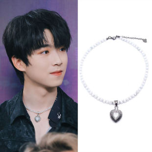 张嘉元同款猫眼石透白圆珠项链爱心明星国风轻奢潮酷时尚锁骨链圈