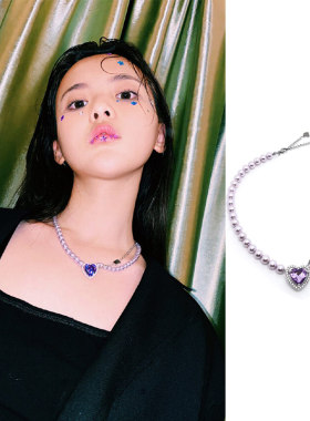 火箭少女杨超越同款紫色爱心珍珠