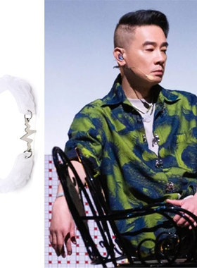 大湾区陈小春同款雕刻貔貅玉石手链心电图钢拼接环披荆斩棘的哥哥