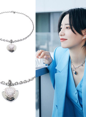 爱心镜面钛钢项链李斯丹妮同款