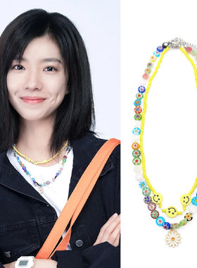 二进制庄达菲欠儿琉璃彩花项链