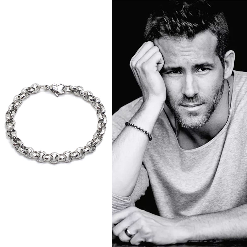 ryanreynolds瑞安·雷诺兹同款菱面圆环扣手链圈钛钢失控玩家死待
