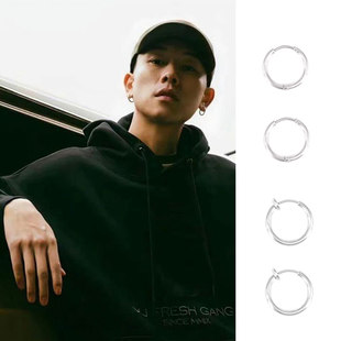 瘦子e.so陈昱榕同款钛钢圆圈耳环圈耳夹有无耳洞均可戴顽童MJ116