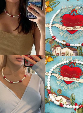 choker国潮风仿真水果珍珠项链