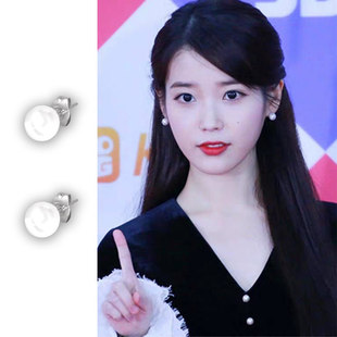 IU李知恩同款气质珍珠耳钉夜信发布会女轻质轻奢百搭6MM8MM耳环潮
