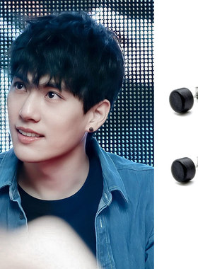 第二名的逆袭SAM林子闳YU同款黑色榉木耳钉环饰南榆百搭文艺男女8