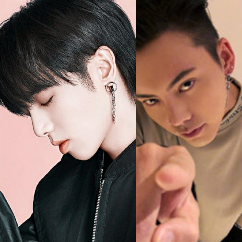 歌手华晨宇热血街舞团陈伟霆明星花花同款耳环防过敏耳圈耳钉环饰