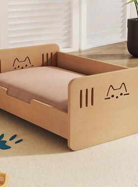 宠物床实木狗狗床狗窝四季通用可拆洗离地比熊泰迪公主床猫窝猫床