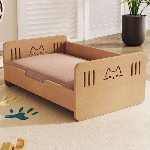 宠物床实木狗狗床狗窝四季通用可拆洗离地比熊泰迪公主床猫窝猫床