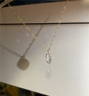 美国进口14k包金马眼锆石项链可洗澡百搭超闪 进口14k包金人鱼同款