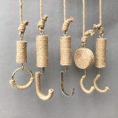 饰 麻绳吊环装 服装 店展架挂衣架壁挂墙上创意复古挂勾s钩黑色挂钩