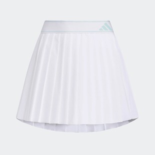 adidas阿迪达斯2025夏女大童网球百褶裙白色弹力腰身短裙 KF0401