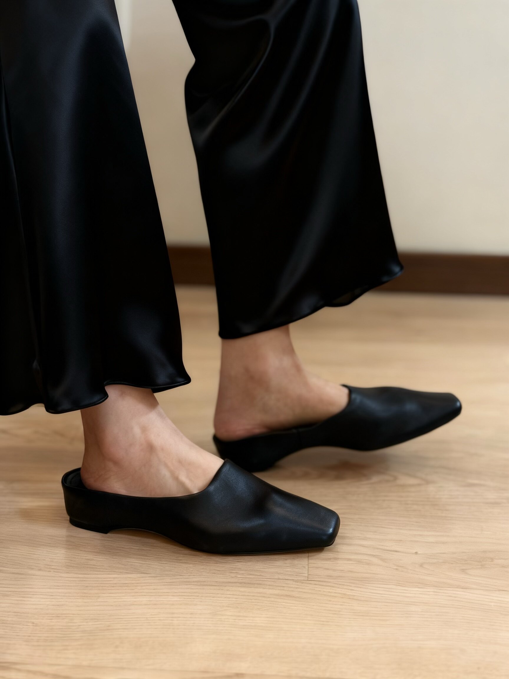 2026新款真皮平底深口单鞋女方头软底一脚蹬时装瘦脚通勤女鞋
