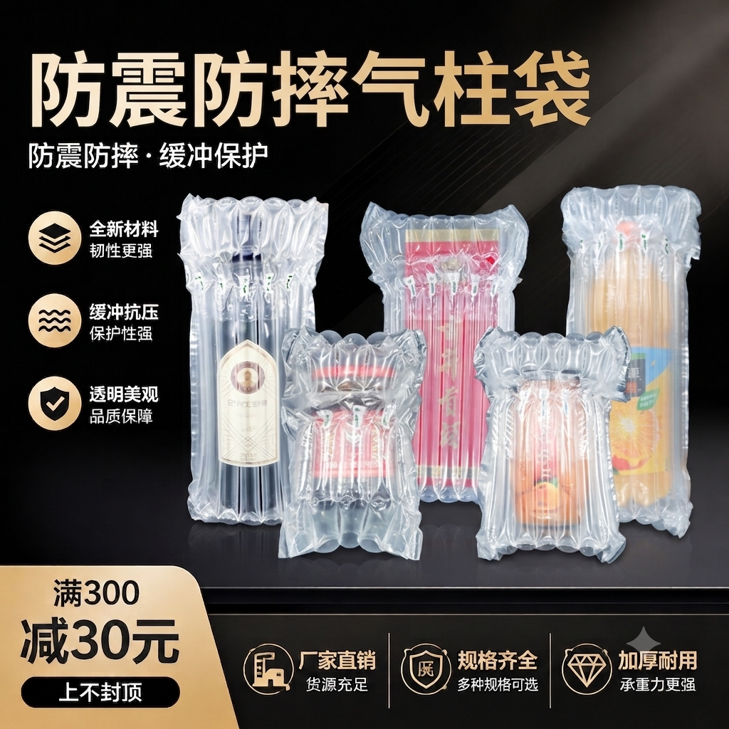 多规格Q型气柱袋快递防震包装气泡袋气囊袋气泡膜缓冲充气气泡柱