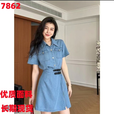 港味简约复古风一片式收腰显瘦连衣裙W425Q06769