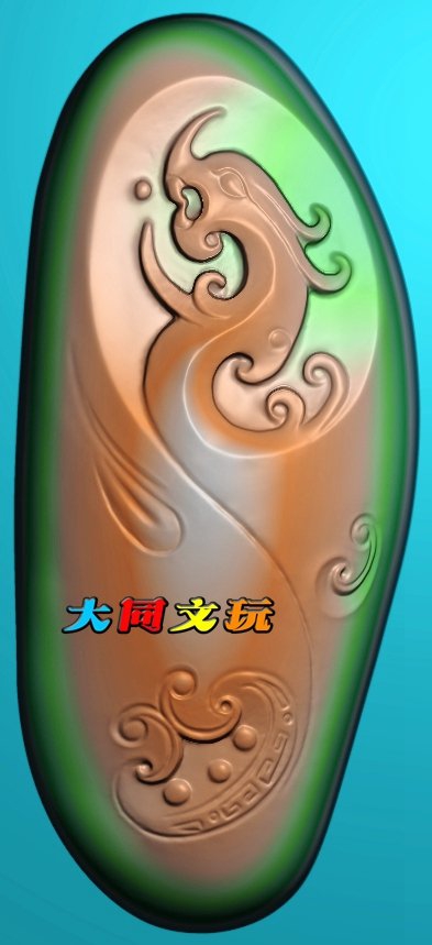 电脑雕刻图 精雕图 浮雕图 灰度图 JDP BMP 仿古把件玉龙