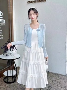 時尚 韓版 新款 外披女上衣117 防曬花裝 飾針織花邊開衫 長袖 2025夏季
