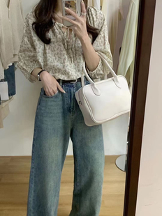休閑氣質寬松薄料系帶碎花泡泡半袖 2025夏季 新款 女韓版 潮5397 襯衫
