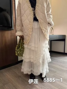 芭蕾風時尚 重工百搭蕾絲花朵拼接蛋糕裙半身裙女8885 新款 2025夏季