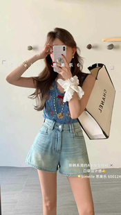 簡約A字版 2025夏季 新款 女韓系時(shí)尚 高腰顯瘦百搭60012 型牛仔短褲