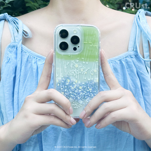 地壳说创意「烟花雨」高透亚克力苹果手机壳iPhone14/15/16 pro max保护壳极简ins高级感春夏蓝色系