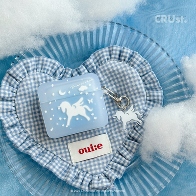 地壳说以梦为马渐变色蓝调苹果耳机壳适用AirPods1/2/3/4/pro1/2/3磨砂透方形可站立保护套软壳搭配小马挂饰