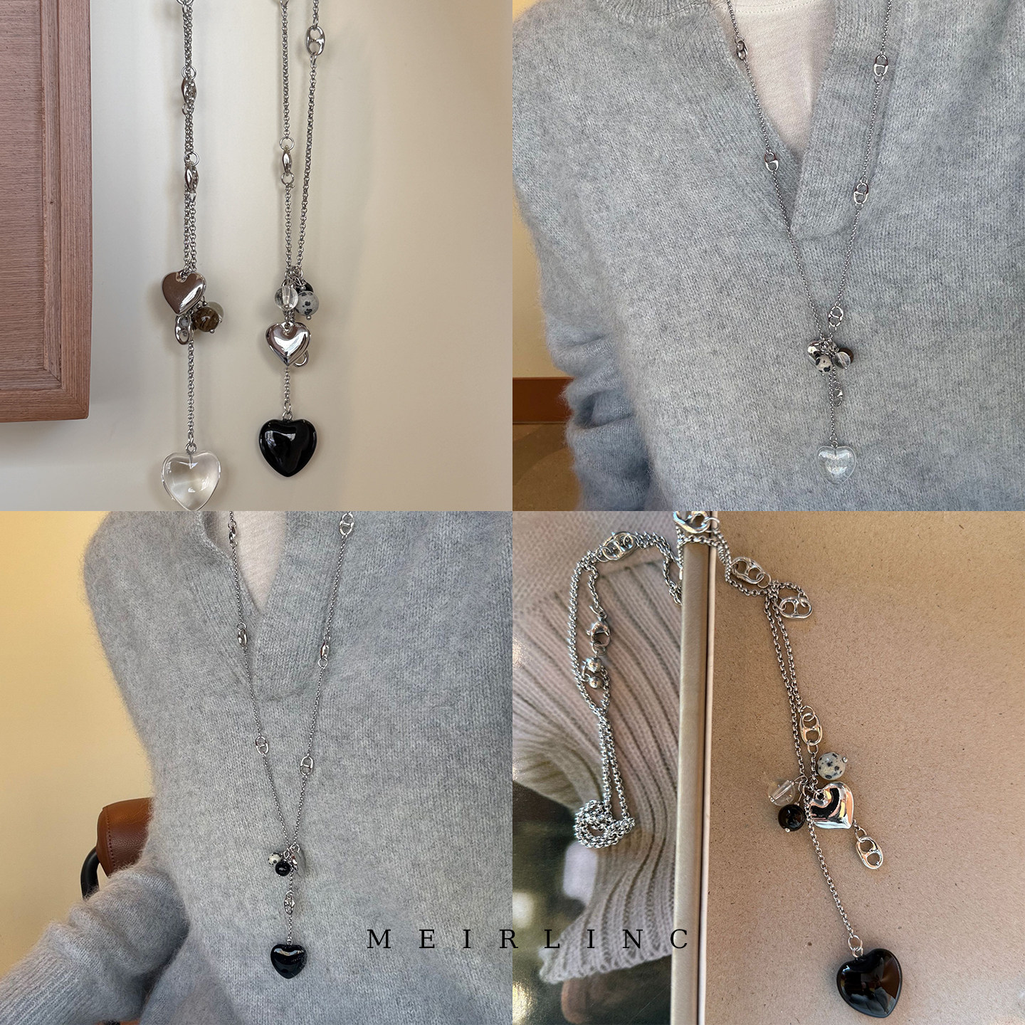 MEIRLINC 简约黑色小众设计高级感时髦老钱风法式气质个性百搭ins