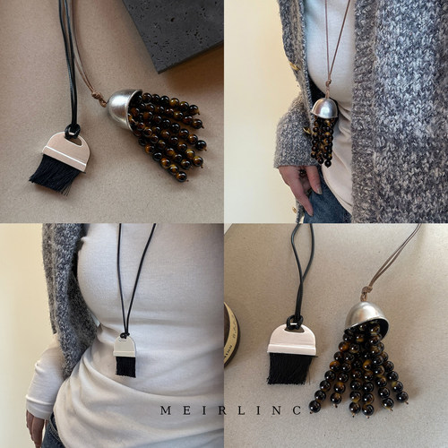 MEIRLINC 简约时髦黑色流苏小众设计高级感情侣欧美复古百搭潮ins