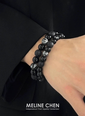 MELINE CHEN 原创设计师款火山石黑色复古小众高级感潮酷ins嘻哈