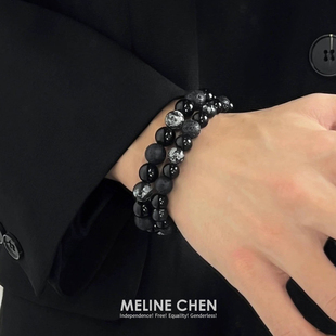 火山石黑色复古小众高级感潮酷ins嘻哈 原创设计师款 MELINE CHEN