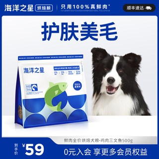 海洋之星低温烘焙犬粮鸡肉三文鱼美毛后生元益肠胃500g鲜肉