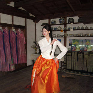 舞研依库朝鲜族舞蹈服装女北舞舞蹈艺考演出练习裙上衣民族民间