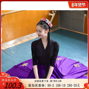 舞研依库新疆维吾尔维族舞蹈服女服装练功服演出表演基训大摆裙