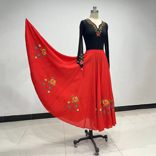 新疆维族舞蹈服装练功服女大摆裙上衣民族民间演出服表演修身练习