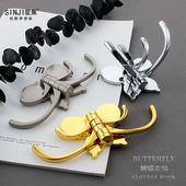 现代简约衣钩浴室挂衣钩木门后单个挂钩玄关墙壁蝴蝶型挂衣帽勾