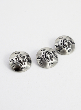 印第安纳瓦霍925纯银康桥扣手工皮具银扣财布扣复古装饰扣袖扣