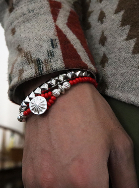 原创设计日韩复古琉璃珠手链925纯银财布扣轻奢小众男女百搭手串