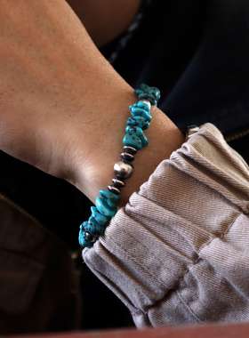 原创设计925纯银飞碟珠松石手链