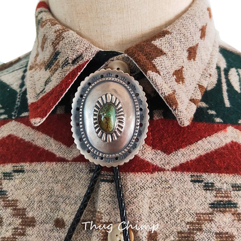 VINTAGE印第安纳瓦霍复古BOLO TIE领带925纯银美式休闲手工领结