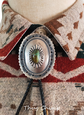 VINTAGE印第安纳瓦霍复古BOLO TIE领带925纯银美式休闲手工领结